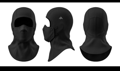 Glacier Guard black gaiter front, side and back concept views